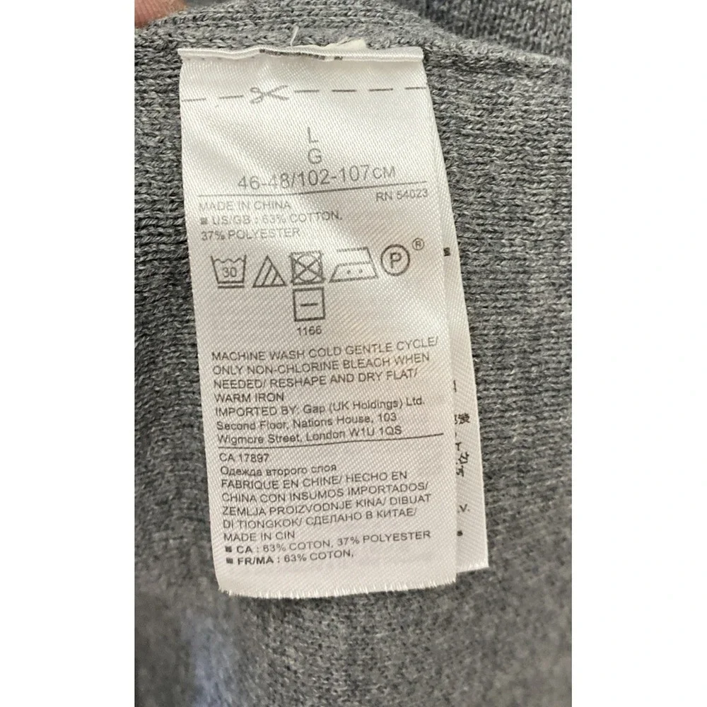 Banana Republic Gray Wool Cotton Mens 1/4 Zip Sweater Size Large Pullover‎ L New